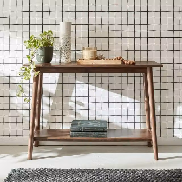 Sweekeet Dark Brown Walnut Wood Effect Console Table, Width: 110 cm – 1