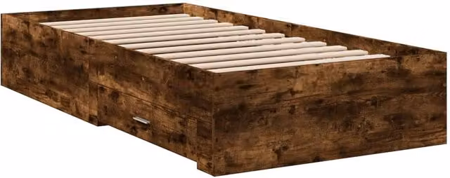 Berkfield Home Modern Small Single Bed Frame with Drawers in Smoked Oak Brown, W/D/H: 75 x 190 x 32 cm – 1