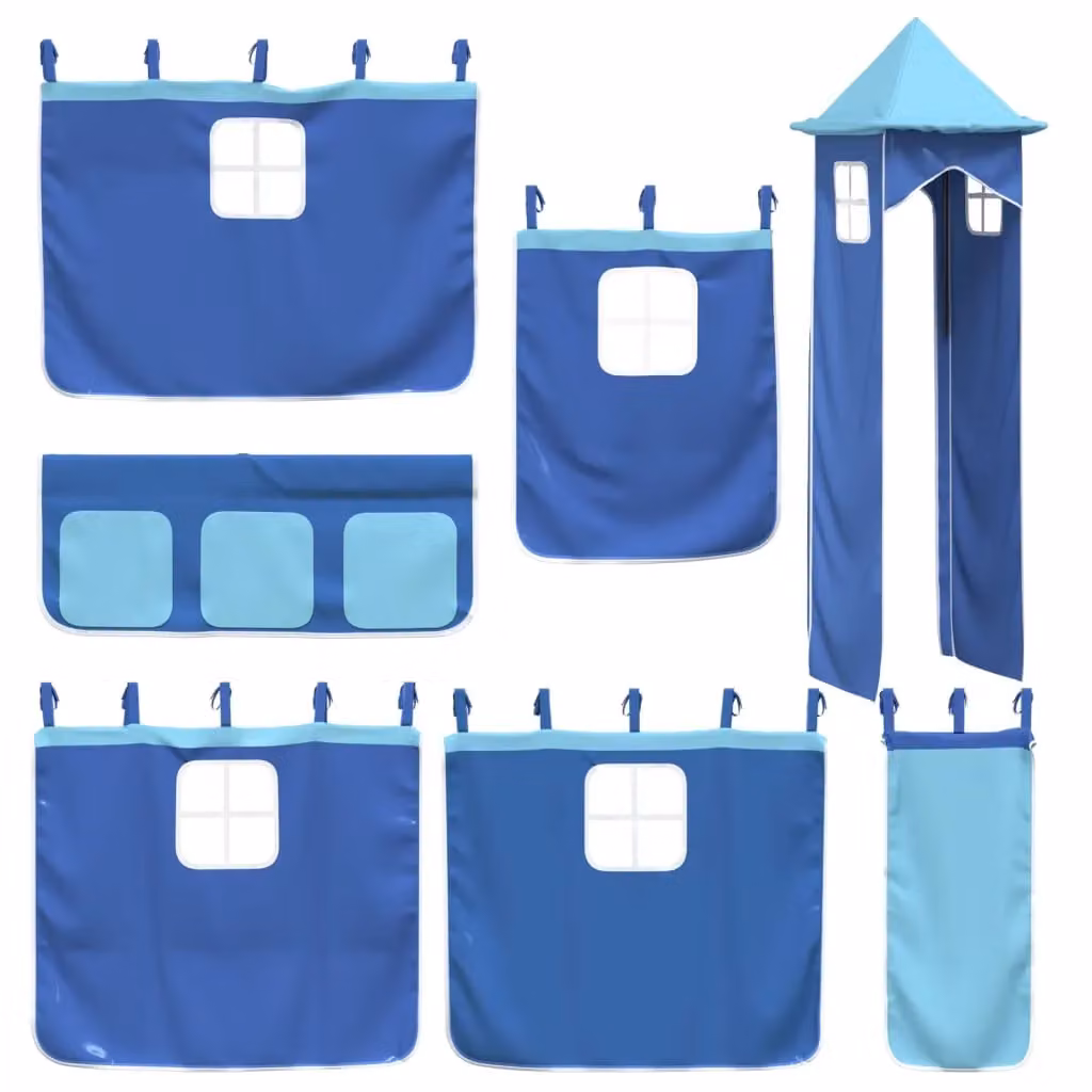 Berkfield Home Opaque Blue Polyester Loft Bed Curtains for Children – 3
