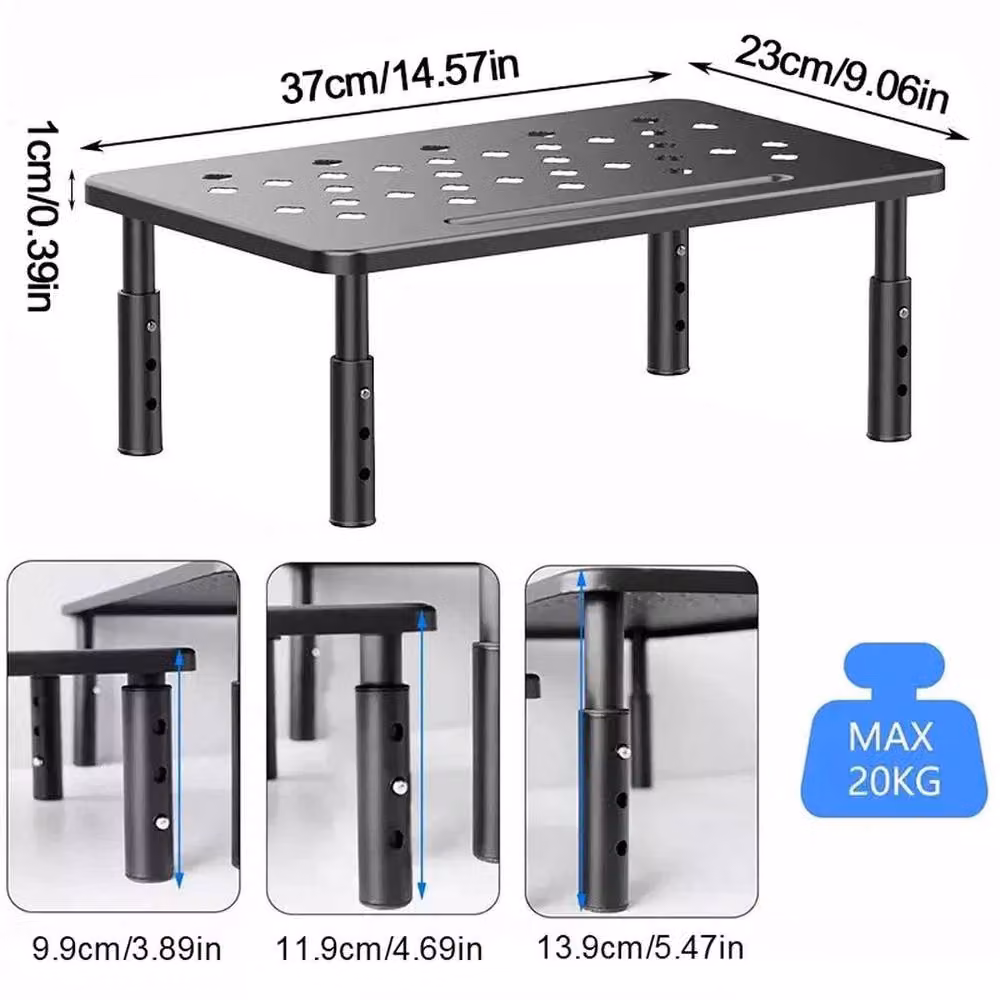 KORVIXA Ergonomic Monitor Stand Riser in Matt Black Metal, Width: 100 cm – 2