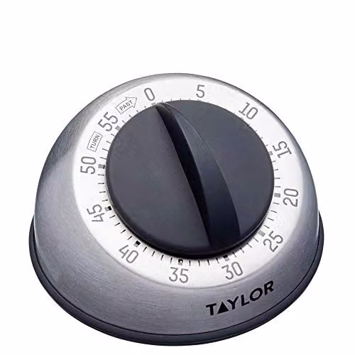 Taylor Pro Stainless Steel Wind Up Kitchen Timer, Grey, Diameter: 9.5 cm