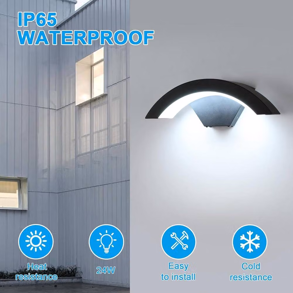 COMELY Modern Rectangular LED Outdoor Wall Light, Black, IP65 Waterproof, Cool White – 2