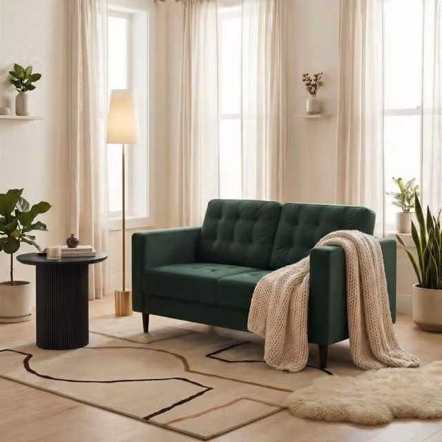 FurnitureboxUK Jade 2-Seater Modern Velvet Sofa with Solid Wood Frame in Emerald Green – 1