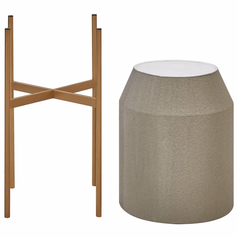 Wyld and Coco Grey and Gold Metal Industrial Plant Stand, W/D/H: 33 x 33 x 62 cm – 3