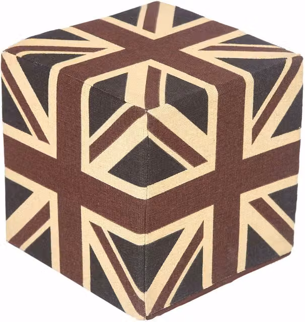 Homescapes Vintage Union Jack Cotton Cube Pouffe in Blue, Red and White