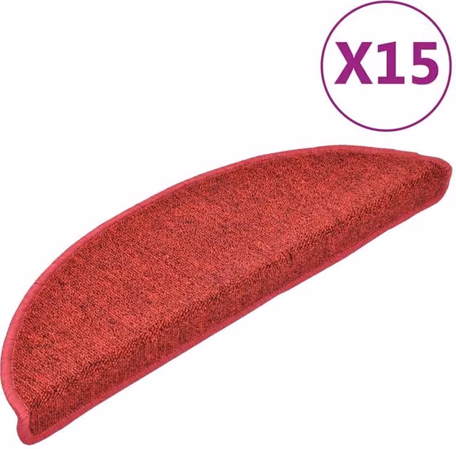 Berkfield Home Self-Adhesive Carpet Stair Treads, 15 Pieces, Bordeaux Red, W: 56 cm, D: 17 cm, H: 3 cm