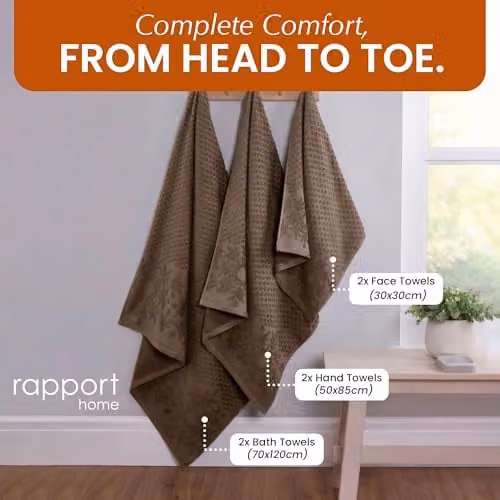 Rapport Home Versailles Jacquard 6-Piece Cotton Towel Bale Set in Brown – 3
