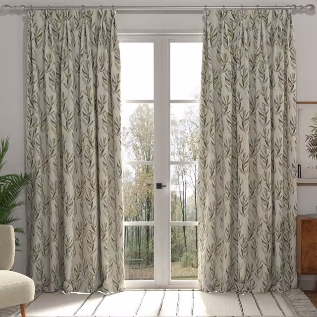 Ante Decor Olivia Made to Measure Floral Blackout Curtain Panel in Grey, Beige or White