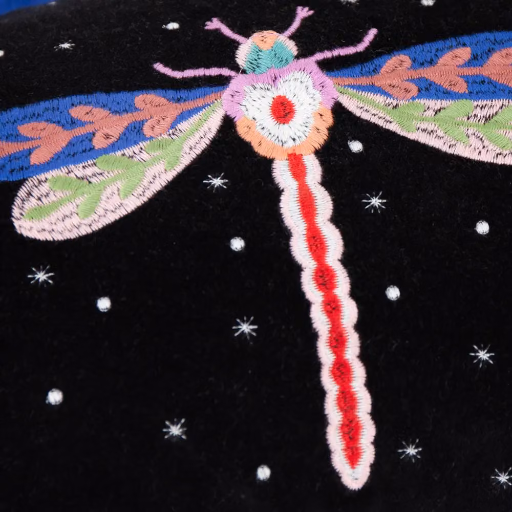 Wylder Tropics Darkling Beetles Embroidered Velvet Cushion in Black, W/H: 30 x 30 cm – 3