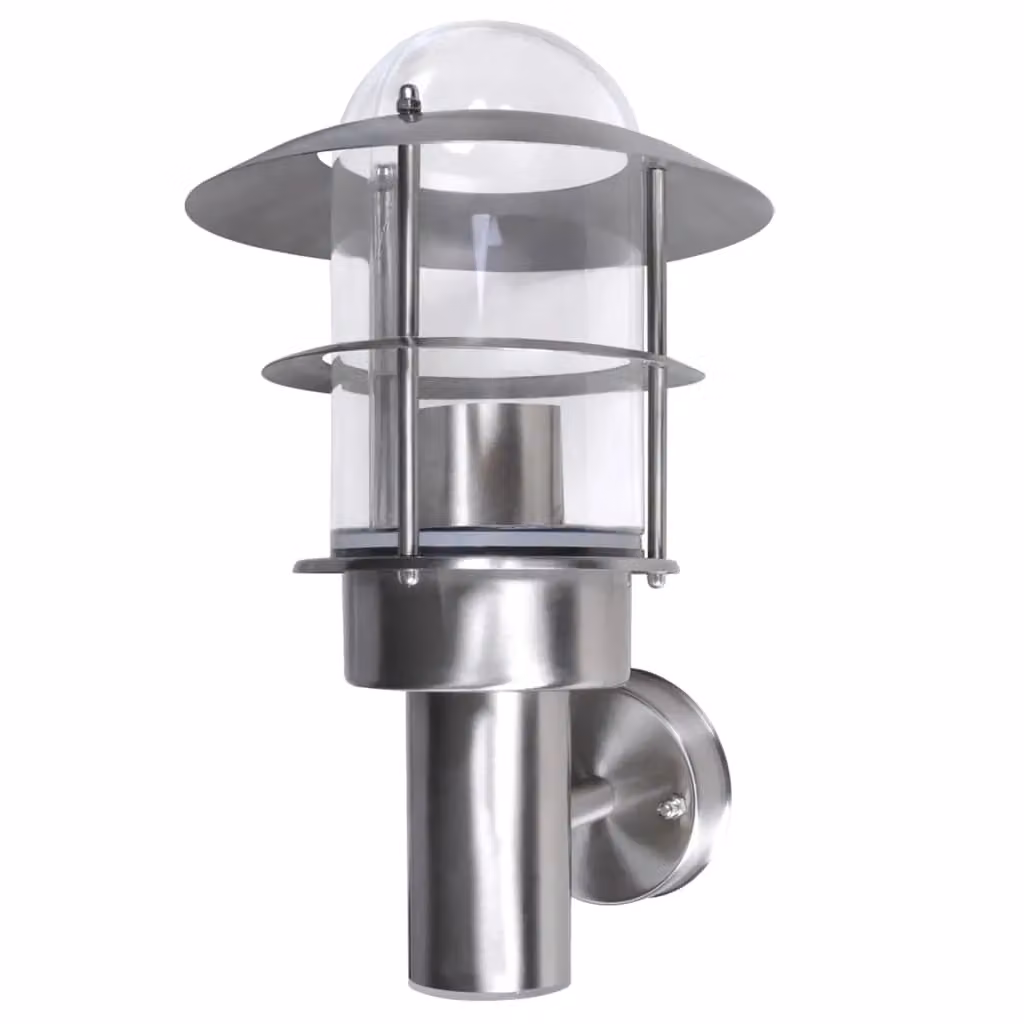 Berkfield Home Modern Stainless Steel Patio Wall Light in Silver – 2