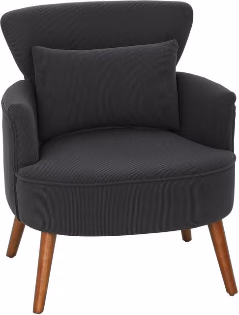 HOMCOM Retro Cord Armchair with Padded Foam Seat and Backrest in Black – 1