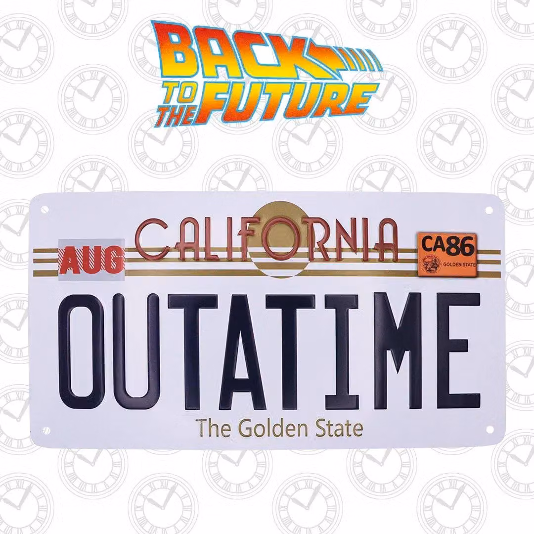 Back To The Future Replica Number Plate Metal Tin Sign, White – 3