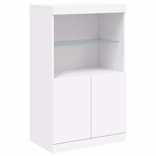 vidaXL Modern White Sideboard with Integrated LED Lights W: 60.5 cm, D: 37 cm, H: 100 cm – 1