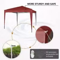 MCC Direct Red and Silver Pop Up Garden Party Gazebo Marquee Canopy W: 300 cm, D: 300 cm, H: 255.5 cm – 3