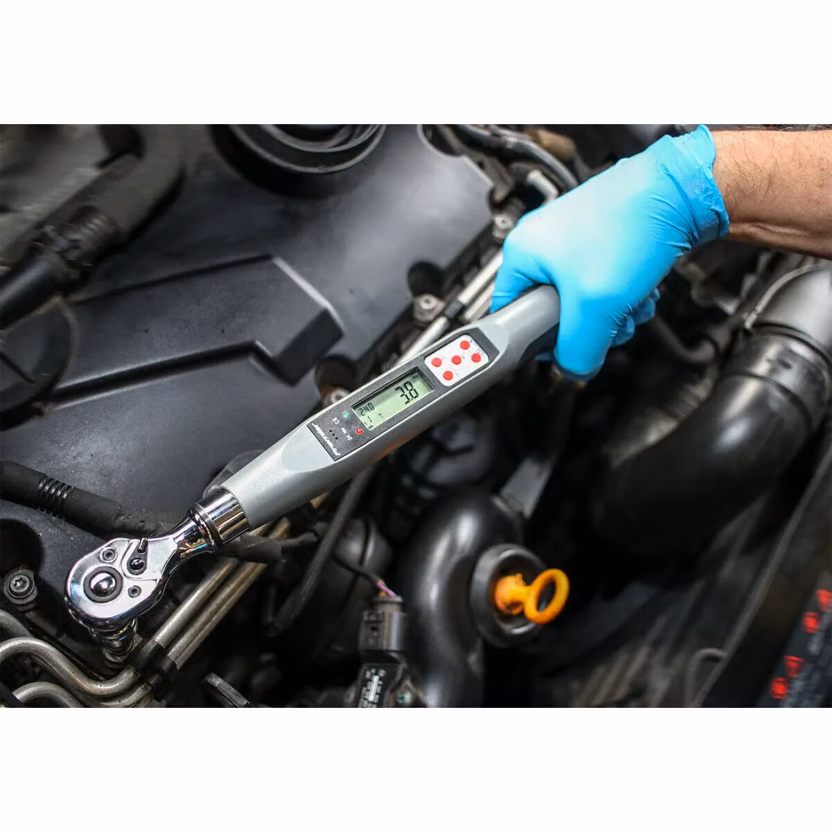 Loops Digital Torque Wrench with 3/8 inch Square Drive, 72 Tooth Ratchet and 2 to 24 Nm Range in Multicolour Chrome Vanadium – 2