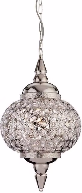 Netlighting Taj Single Light Ceiling Pendant in Chrome with Transparent Acrylic Sphere, E27