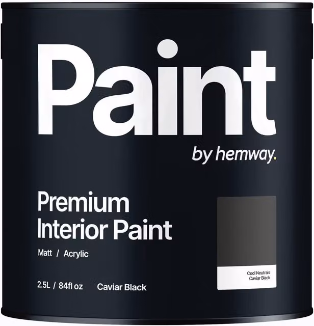 Hemway Matt Acrylic Dispersion Interior Paint in Black, 2.5 l