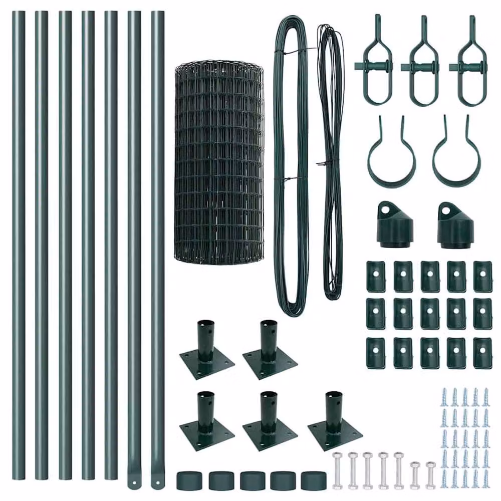 Berkfield Home Green Euro Fence with 7 Flanged Posts, Galvanised Steel, 0.6 x 10 m – 5