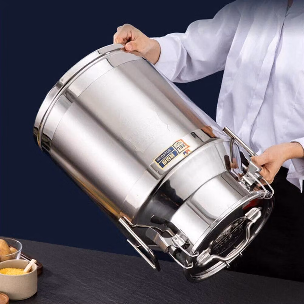 FORGEVIO 28L Large Stainless Steel Milk Can with Clamp in Silver – 2