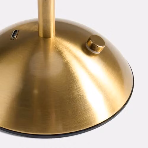 OHS Rechargeable LED Dome Table Lamp with Touch Control, Transparent Glass and Gold/Brass Finish – 2