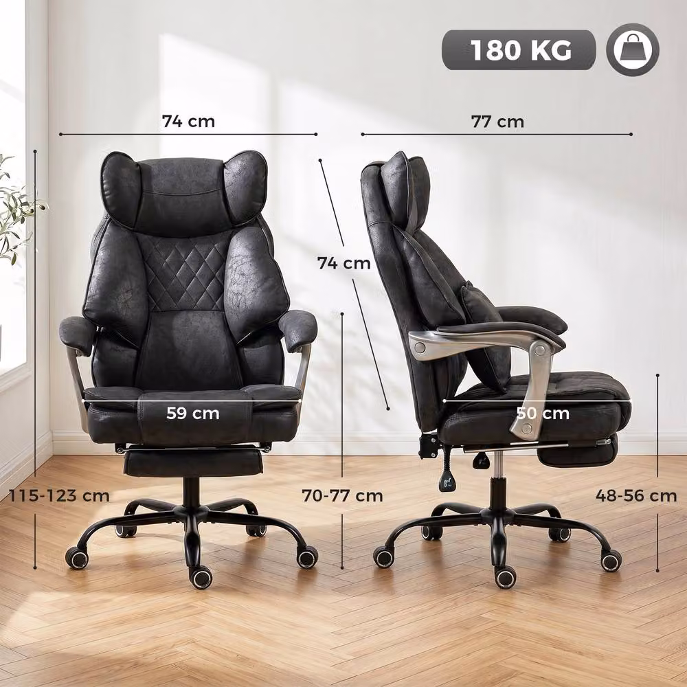 STILVORA Executive Office Chair in Black with Headrest, Reclining Function and Footrest – 4