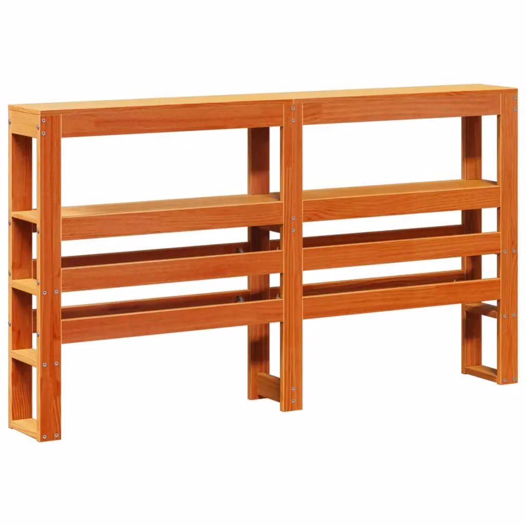 Berkfield Home Wax Brown Solid Wood Pine Headboard with Shelves, Width: 120 cm – 2