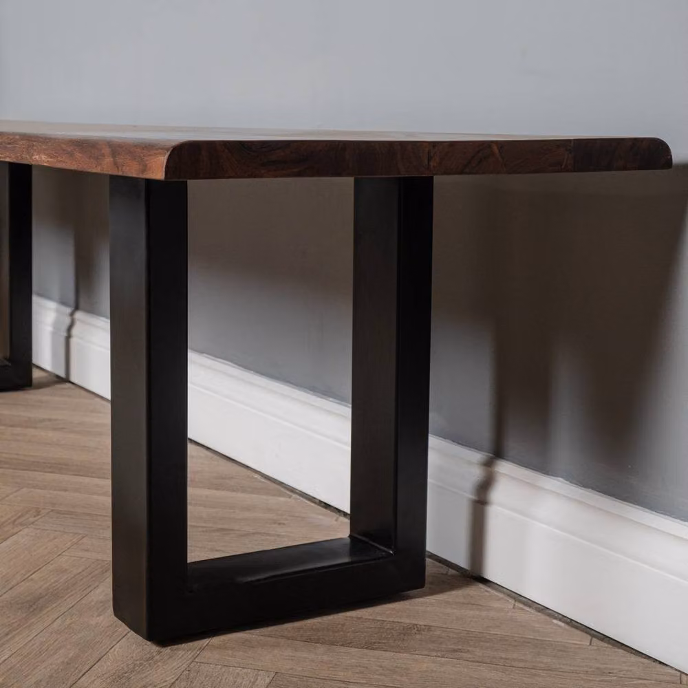 Elm Home And Garden Solid Mango Wood Live Edge Hall and Dining Shoe Bench in Dark Brown with Dark Oak Finish, W/D/H: 155 x 40 x 45 cm – 3