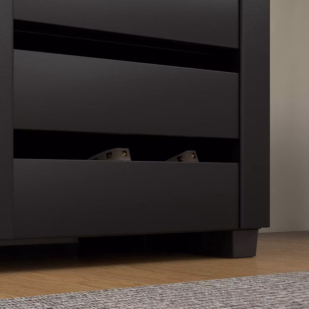 STILVORA Modern 5 Tier Black Shoe Cabinet with Hinged Slatted Doors – 8