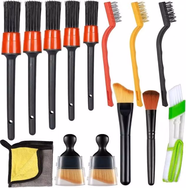 VOGREX 14-Piece Multicolour Car Detailing Soft Cleaning Brush Set