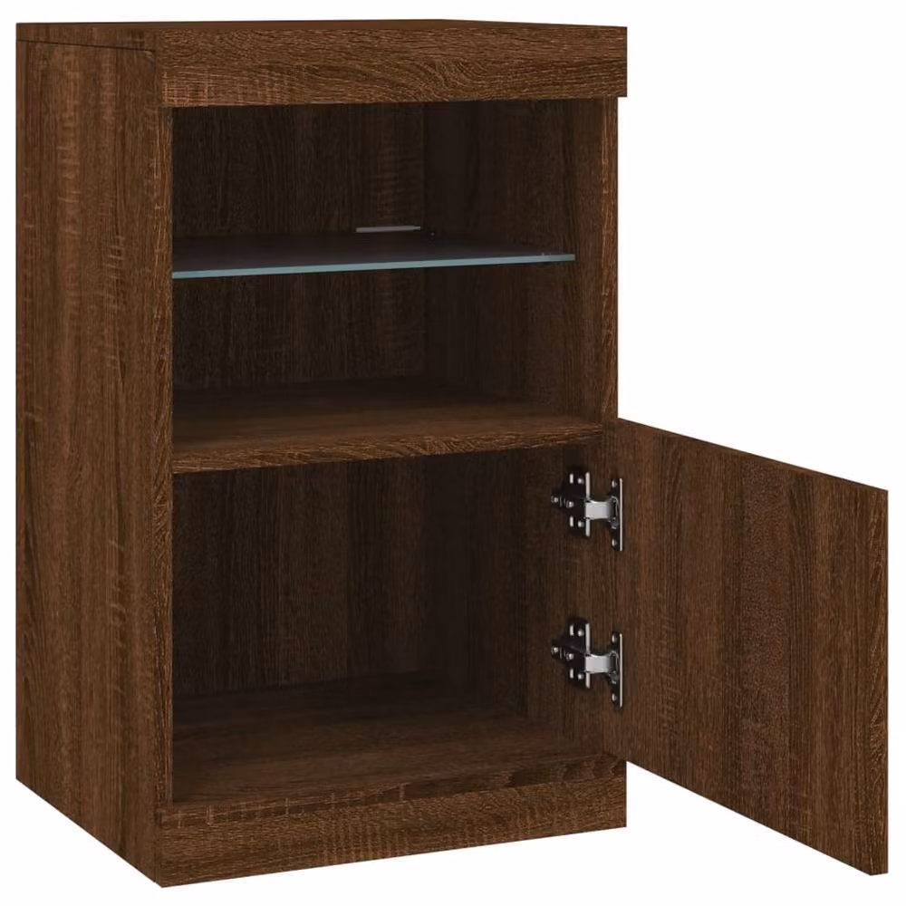 Berkfield Home Modern Brown Oak Sideboard with Integrated LED Lights W/D/H: 41 x 37 x 67 cm – 5