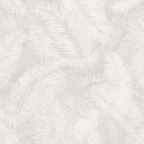 Grandeco Floating Leaf Feather Textured Botanical Floral Wallpaper in White, Green and Brown