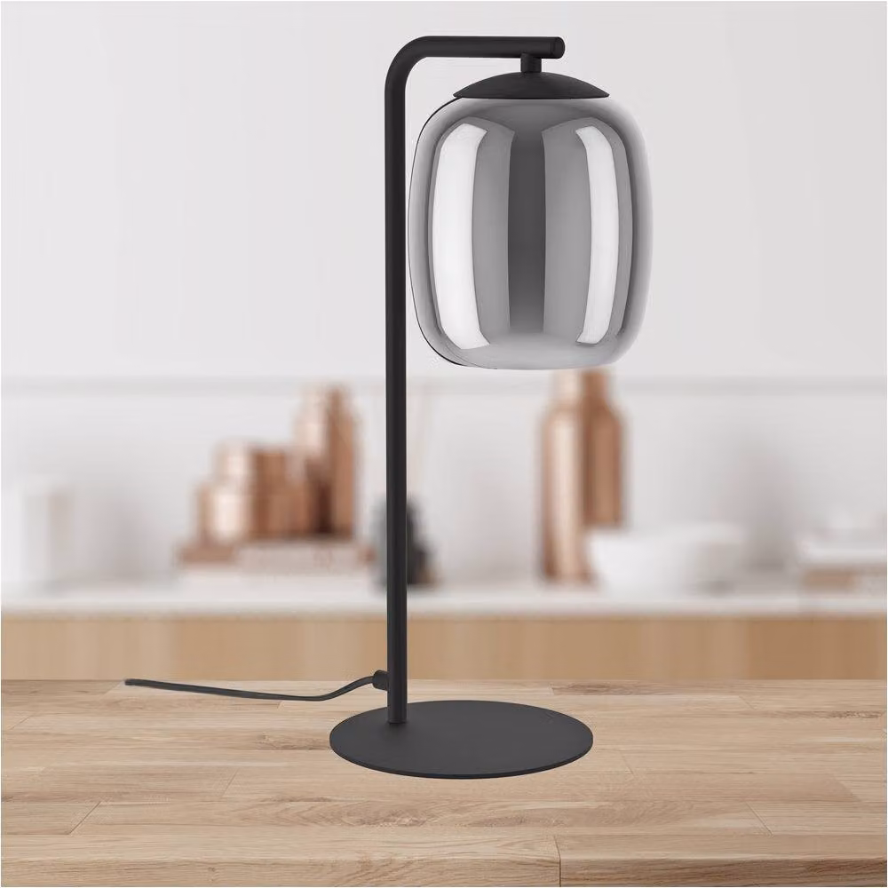 Loops Modern Black LED Table Lamp with Glass and Metal Design – 2