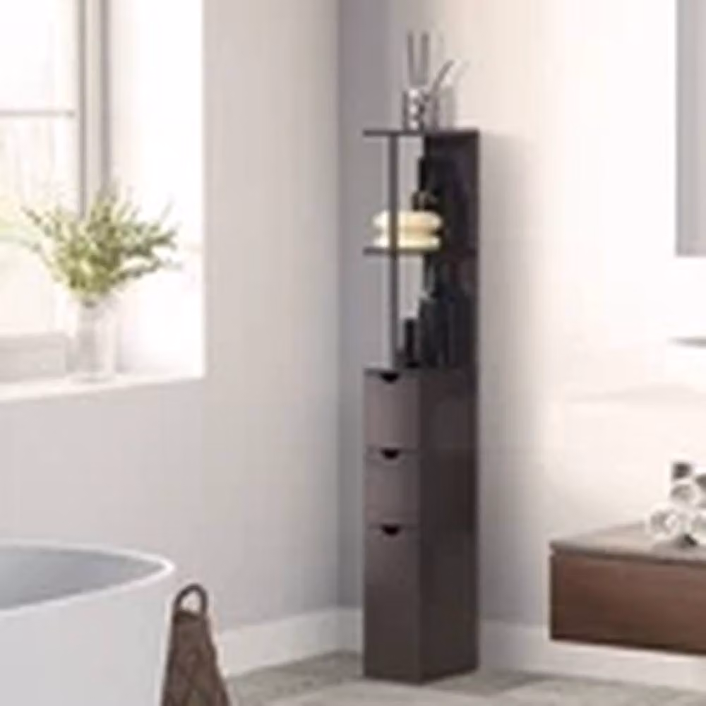 EONLION Brown Tall Freestanding Bathroom Storage Cabinet with Internal Shelves and Drawers – 3