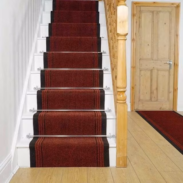 runrug Inca Stair Runner Carpet, Red, W: 80 cm, L: 690 cm – 1