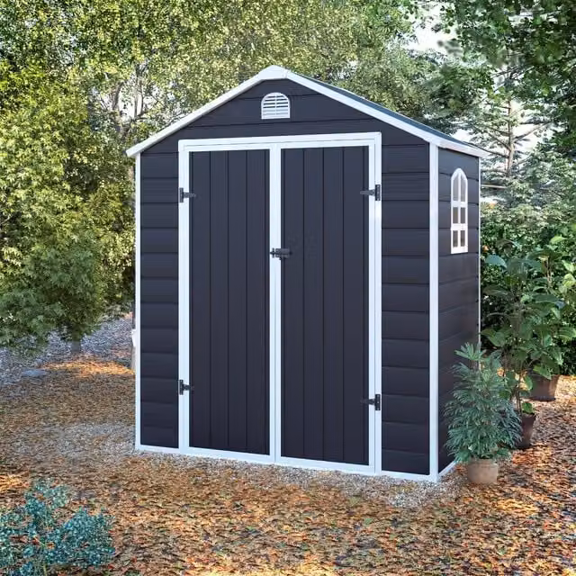 BillyOh Ashford Apex Plastic Garden Storage Shed with Foundation Kit in Grey/Anthracite