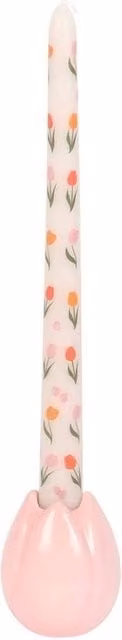 Something Different Tulip Ceramic Taper Candle Holder in Pink