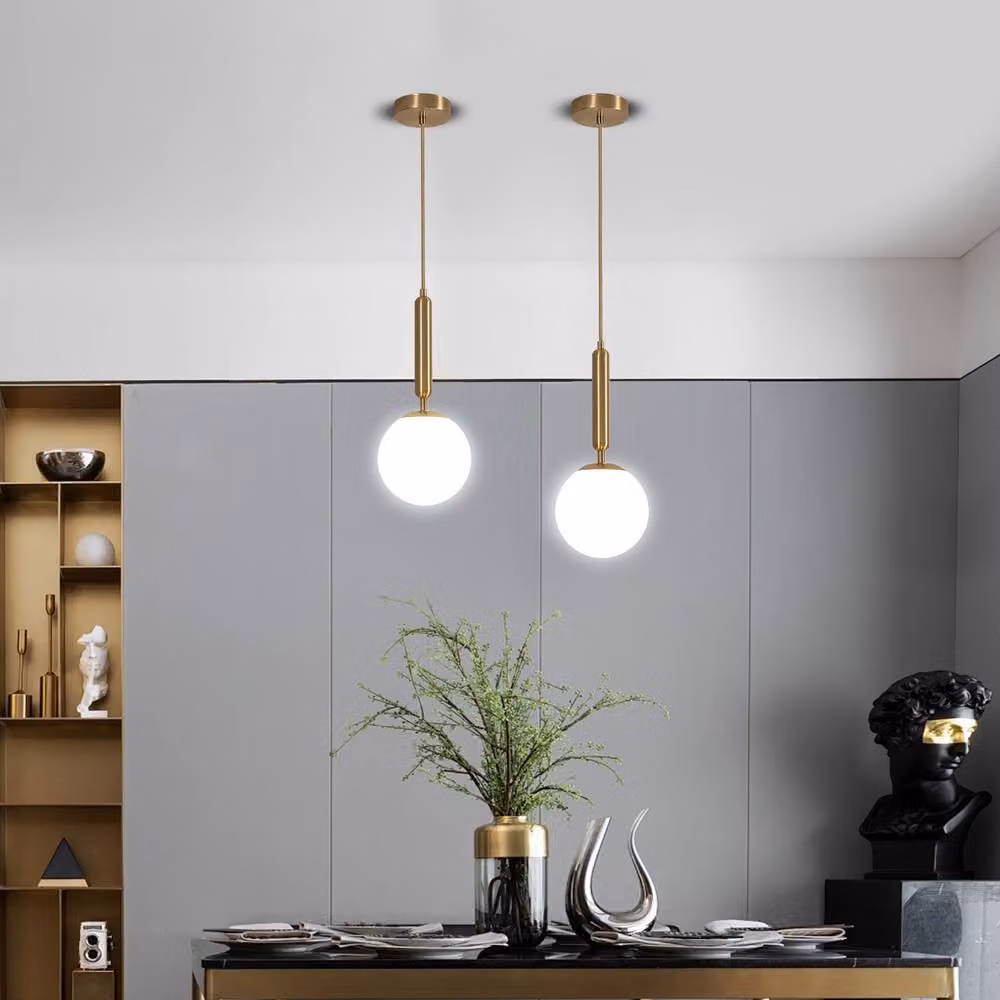 Pheashine Nordic Glass Pendant Light with E27 Base in Gold/Brass, White or Multicolour – 2