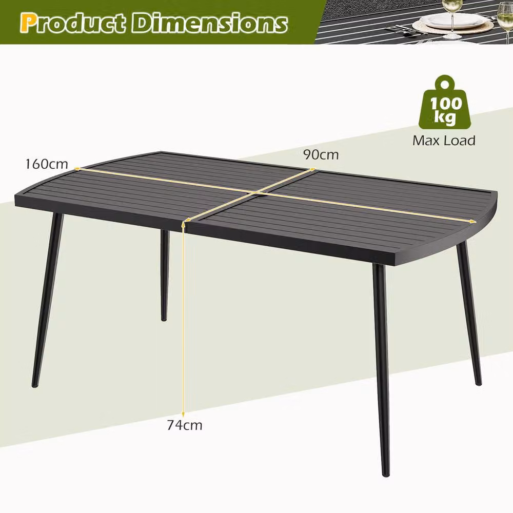 Gymax Black Rectangular Outdoor Bistro Dining Table with Umbrella Hole and Extendable Feature – 3