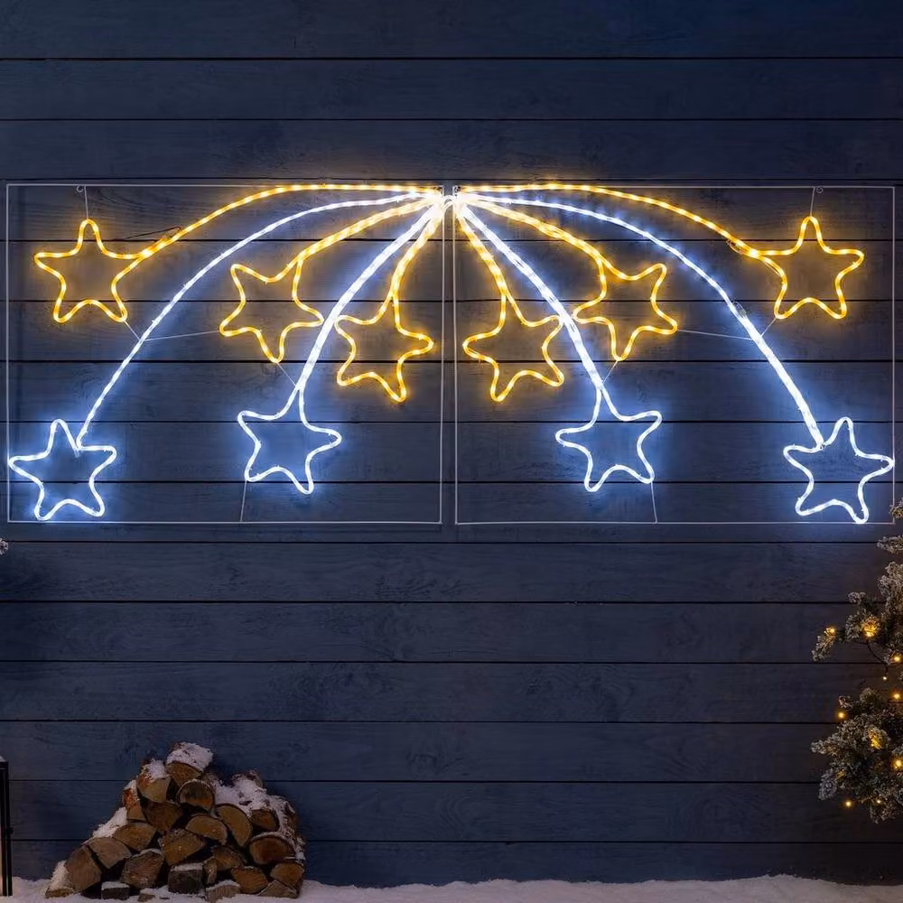 NESTLUNE Warm White Shooting Star LED Rope Light Outdoor Christmas Decoration in Black, W: 100 cm, D: 15 cm – 3