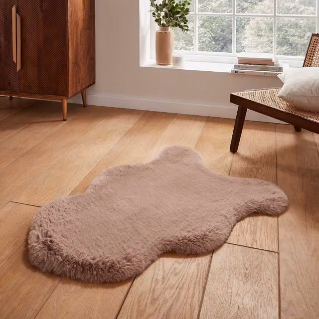 Terrys Super Teddy Faux Fur Rug in Mink Brown and Beige, W: 90 cm, D: 60 cm