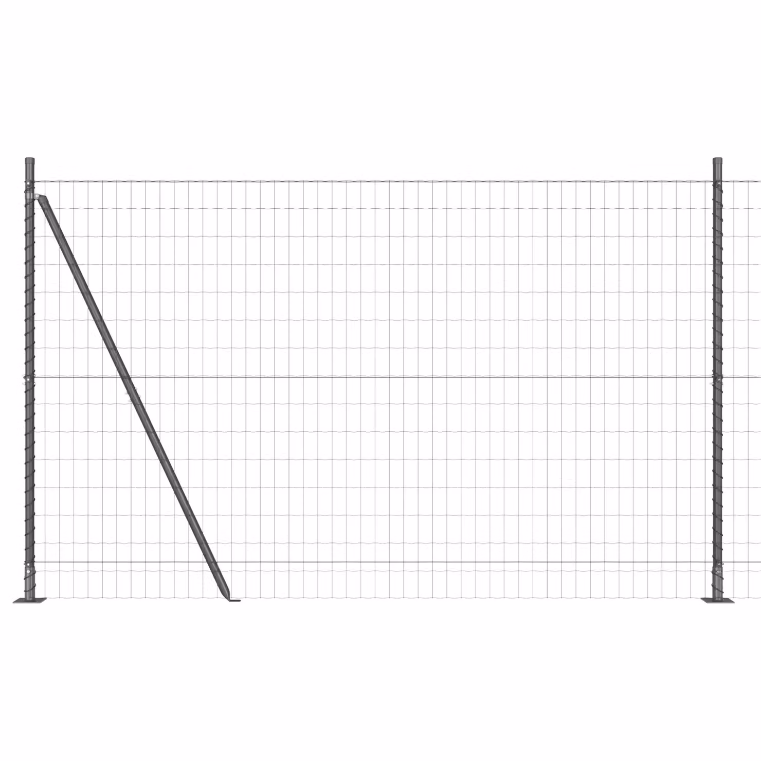 Berkfield Home Euro Fence with 7 Flanged Posts, Galvanised Steel, Silver/Grey, 1.6 x 10 m – 2