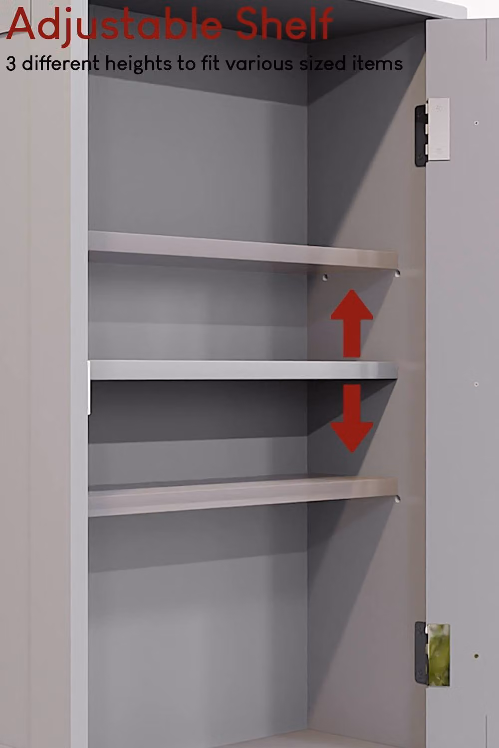 HD Designs Priano Modern Wall Mounted 1 Door Bathroom Cabinet with Internal Shelves in Matt Grey – 5