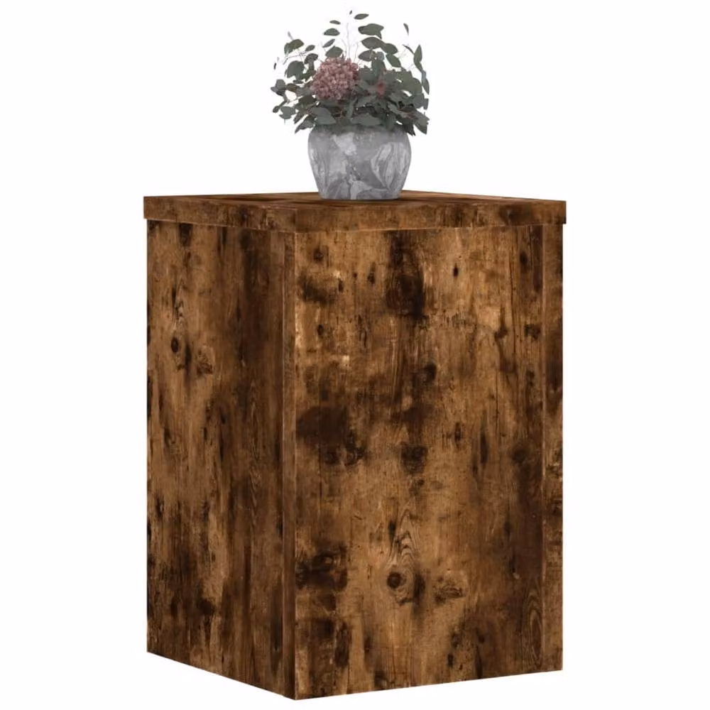 Berkfield Home Set of 2 Modern Square Plant Stands in Smoked Oak Brown, W/D/H: 25 x 25 x 35 cm – 3