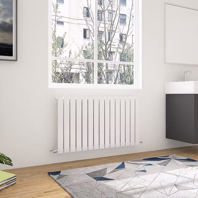 AicaBathroom Horizontal Flat Panel Double Steel Radiator in White, W: 102 cm, H: 60 cm
