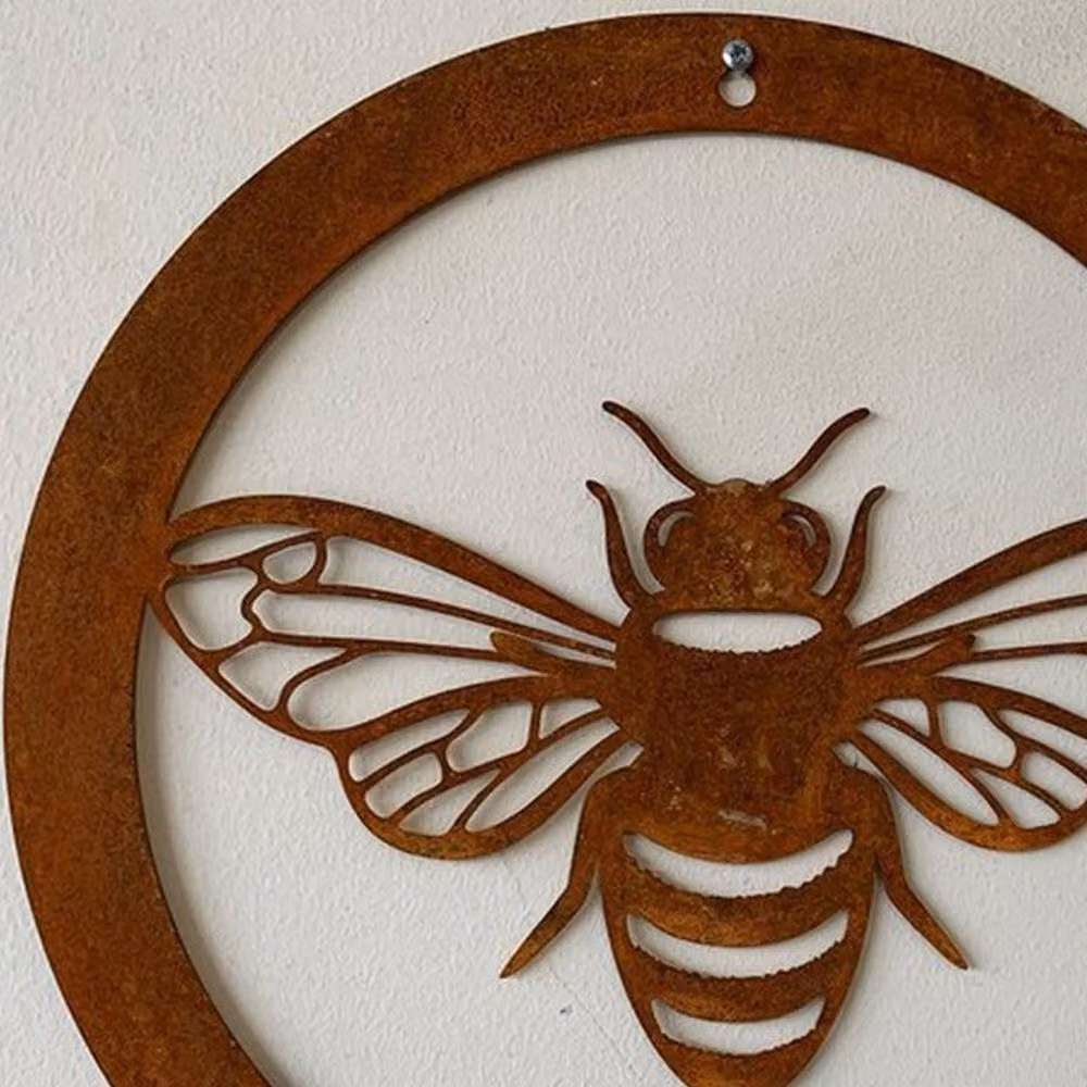 Poppyforge Bee in a Circle Large Metal Garden Wall Art in Bronze and Brown – 2