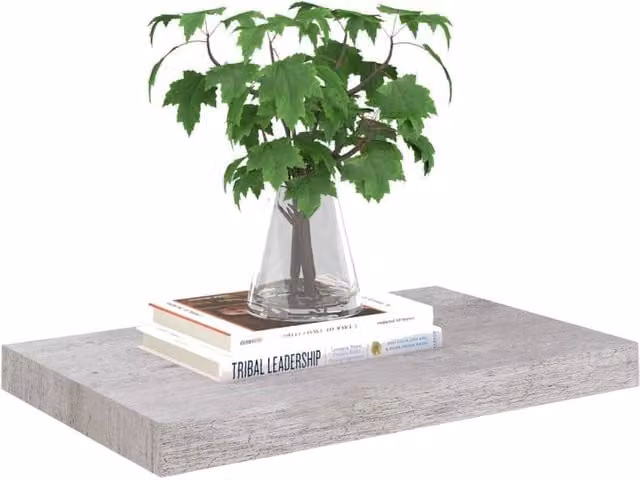Berkfield Home Durable Floating Wall Shelf in Concrete Grey, W: 50 cm, D: 23 cm, H: 3.8 cm