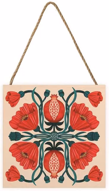 Nina Pace Elle Floral Hanging Plaque in Green and Multicolour