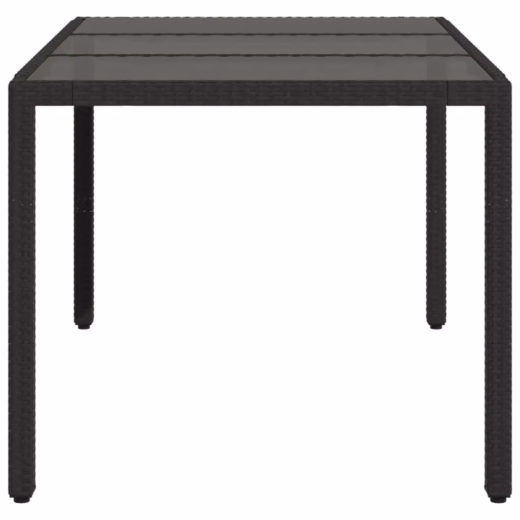 Berkfield Home Modern Poly Rattan Garden Table with Glass Top, Black, W/D/H: 150 x 90 x 75 cm – 3