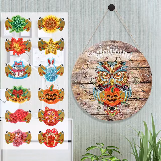 Syntego Owl Diamond Painting Kit with Multi-coloured Tin Magnets