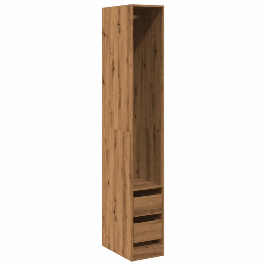 Berkfield Home Artisan Oak Wardrobe in Brown, W/D/H: 30 x 30 x 200 cm – 2